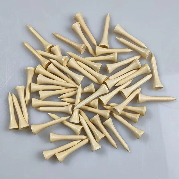 100X 4.2/8.2CM Wooden Straight Golf Tees Golf Tee Striped Golf Ball Tee Supplies