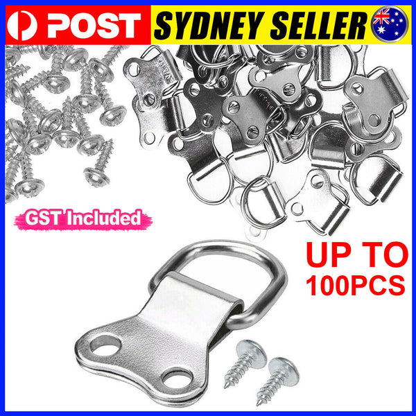Picture Frame Hooks D-Ring Painting Wall Screw Hanger Hanging Hook Screws AU