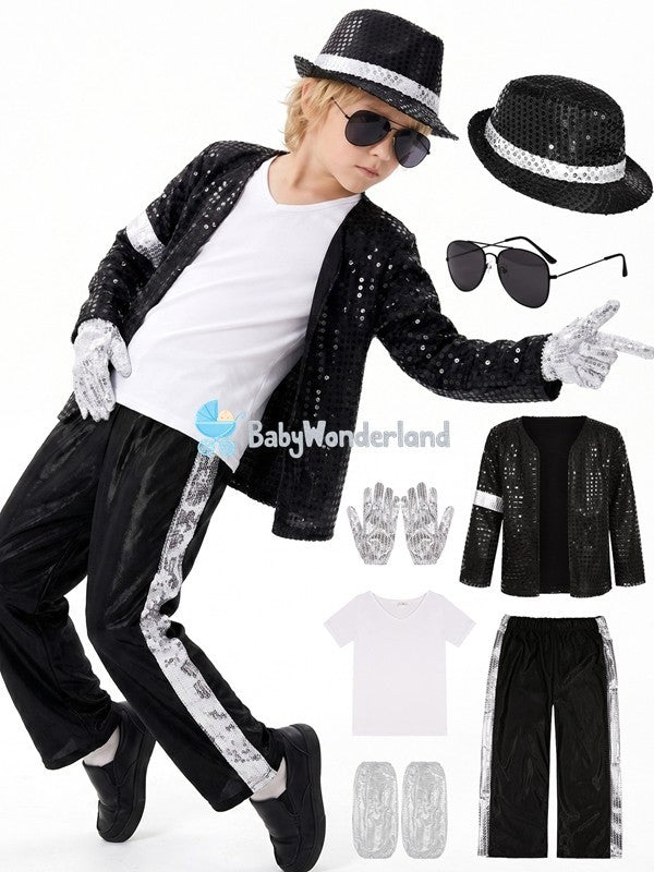 Boys Kids Michael Jackson Cosplay Costume Performance Book Week Halloween Wig