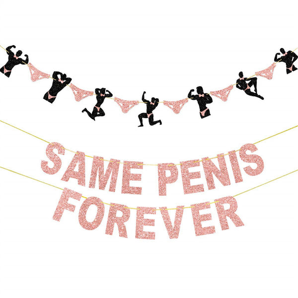 SAME PENIS FOREVER Glitter Gold Bunting Banner Hens Night Bachelorette Party AU