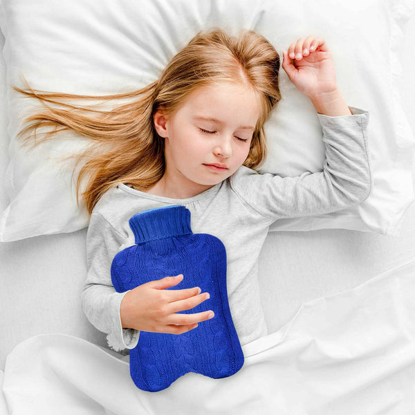2L Hot Water Bottle with Knitted Cover Winter Warm Rubber Heat Bag