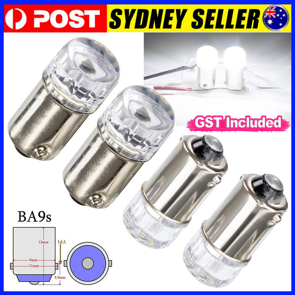 4X BA9S BAYONET WHITE LED LIGHT BULB 2SMD 2835 PARKER CAR GLOBE INTERIOR LED 12V