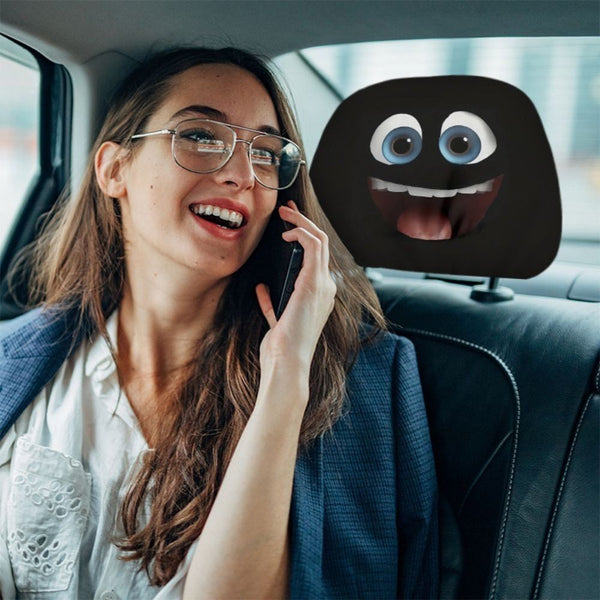 2PCS Funny Face Expressions Car Headrest Covers Automobile Interior
