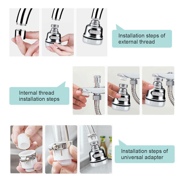 New 360° Swivel Tap Faucet Nozzle Aerator Kitchen Sink Extension Attachment AUS