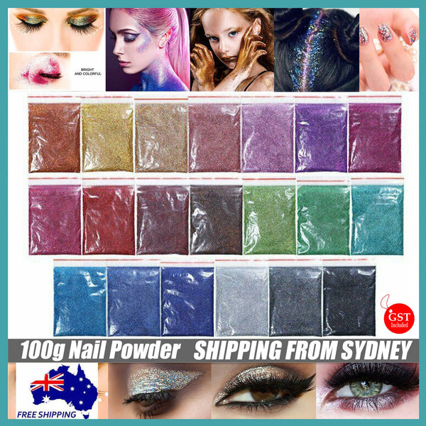 100g Fine Glitter Dust Powder Holographic Iridescent Metallic Body Nail Art Deco