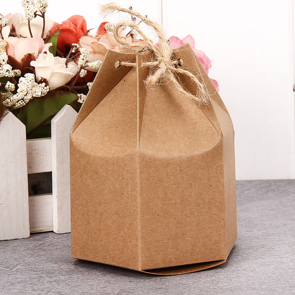 50pcs Xmas Candy Gift Box Bag Pillow Favor Kraft Paper Gift Favour Wedding Party