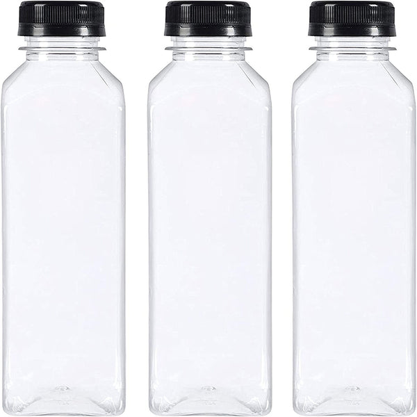 20X 250ml Square Juice Bottle Clear Plastic Refillable Empty Water Drink Bottles