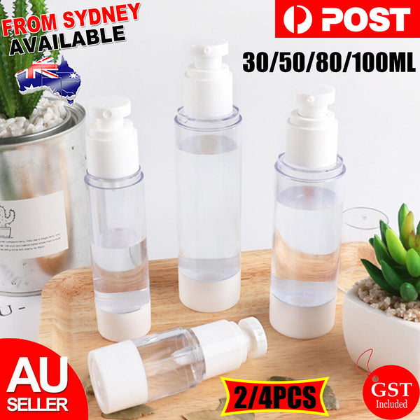 2-4Pcs Vacuum Pump Bottle Empty Lotion Sub-Bottling Airless Bottle Container AUS