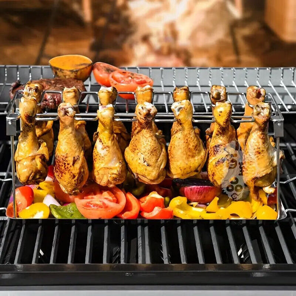 Foldable Stainless Steel Barbecue Grill Rack for Chicken Legs Outdoor Cooking