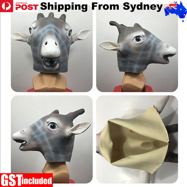 Latex Animal Giraffe Head Mask Costume Halloween Head Mask Costume Fancy Dress A