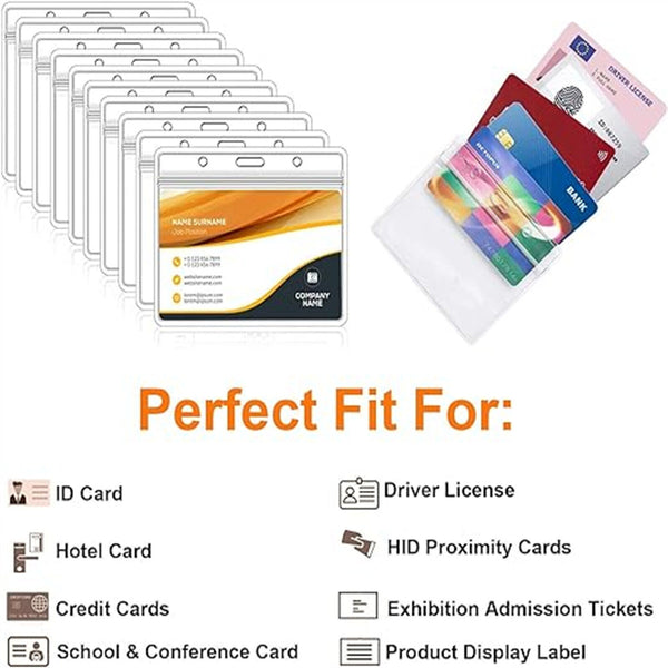 20x Plastic Clear ID Card Holder Badge Lanyard Work Business Pouch Security Clip