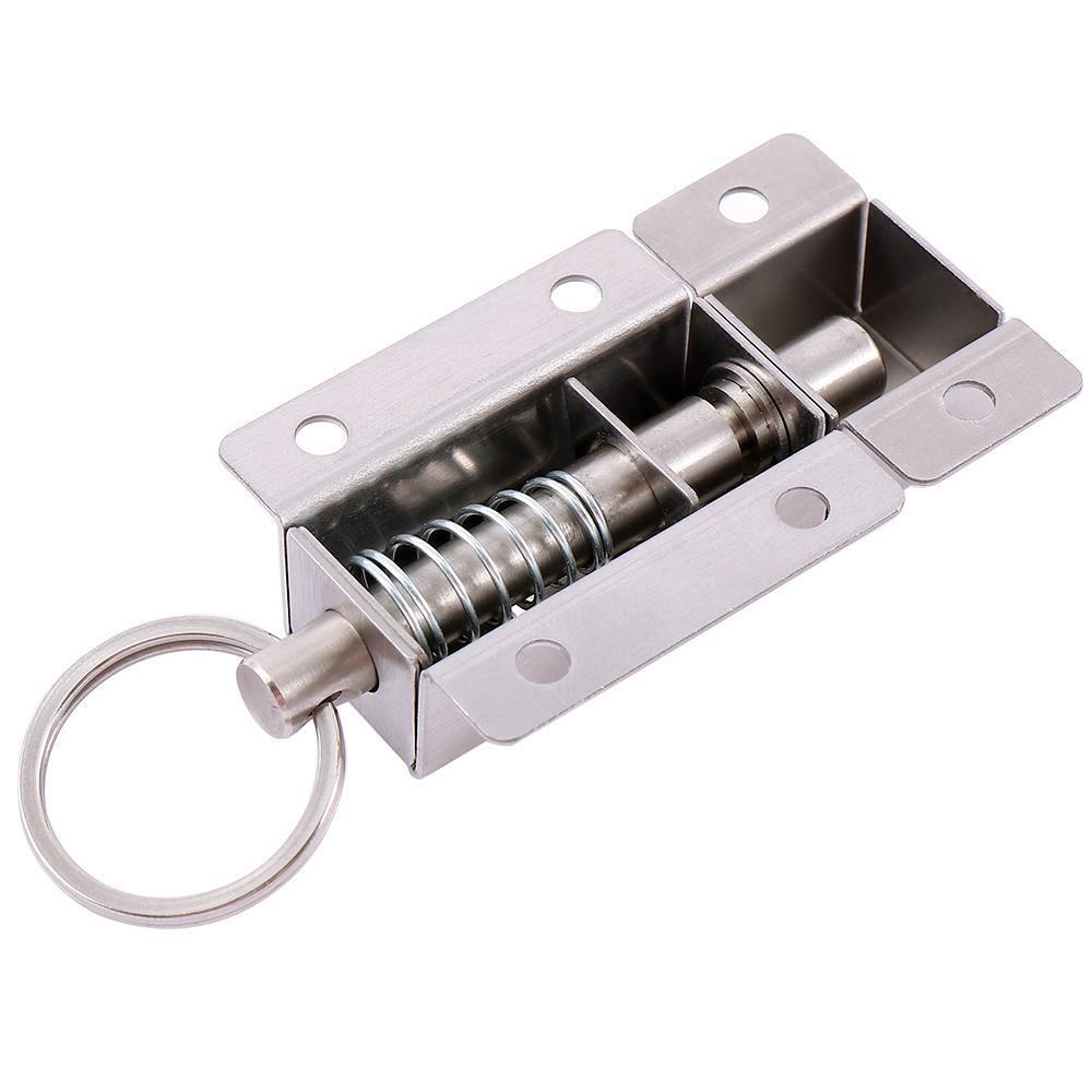 1 PC Door Barrel Bolt Stainless Steel Ring-Pull Spring Loaded Sliding Latch New