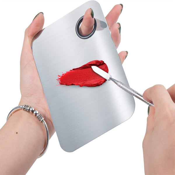 2pcs Stainless Steel Mixing Palette with Spatula Professional Cosmetic Makeup AU