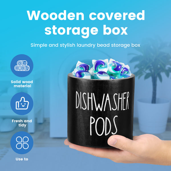 2pcs Wooden Dishwasher Pod Holder with Lid | Laundry Capsule Storage Container