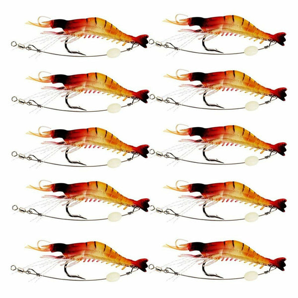 20x Soft Plastic Fishing Lures Tackle Prawn Shrimp Flathead Bream Cod Bass Glow