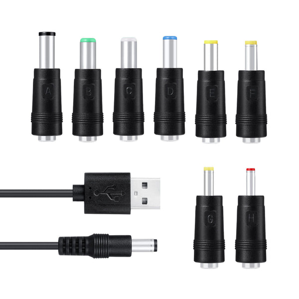 20Tips Universal USB to DC Power Adapter Cable Charger 5.5 mm/2.1 mm Barrel Jack