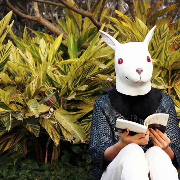 Rabbit Full Latex Head Mask Creepy Animal Halloween Costume Theater Party Toys A