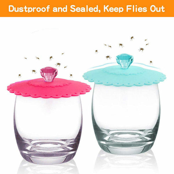 1/6pcs Seal Coffee Mug Cup Lid Glass Drink Suction Silicone Anti-dust Cover