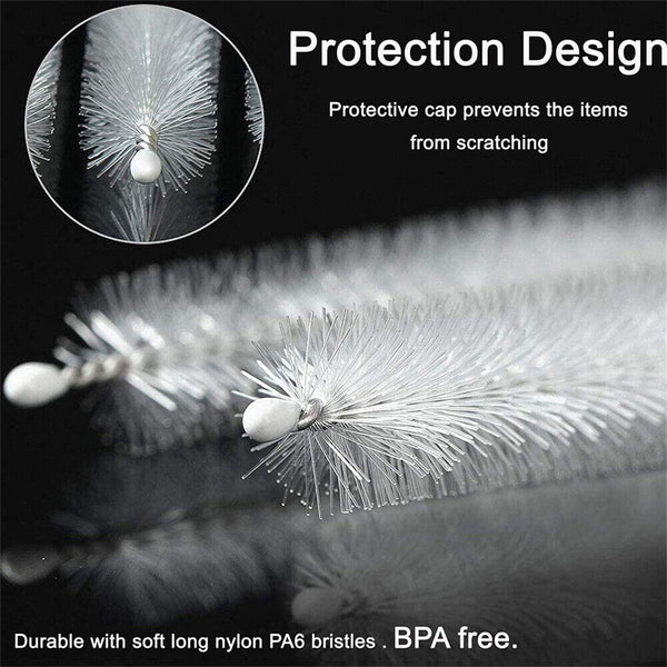 8X/Set  Nylon Straw Brush Set Cleaner Bottle Glass Tube Pipe Small Long Cleaning