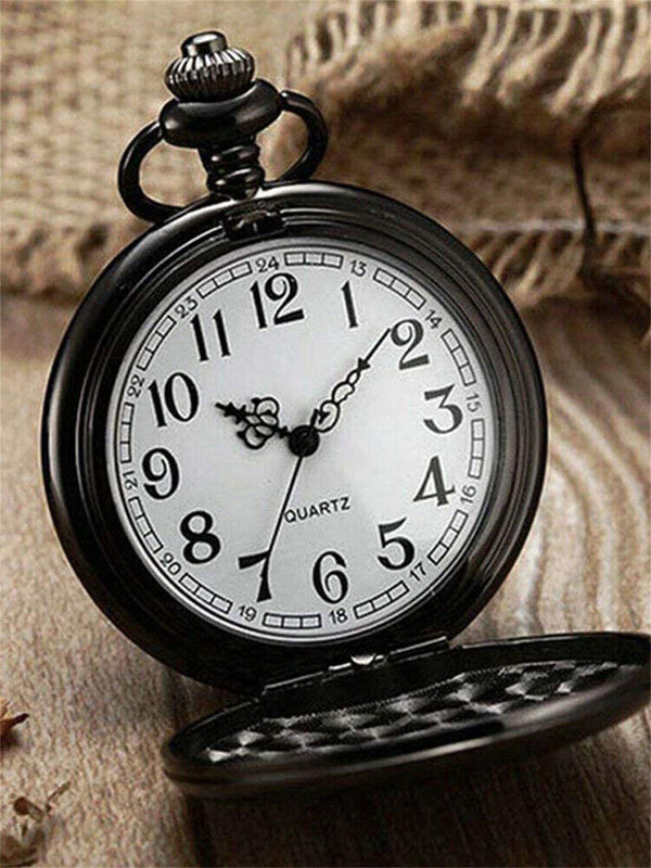 3pcs Vintage Steel Quartz Pocket Watch Classic Pocket Watch with Short Chain AUS