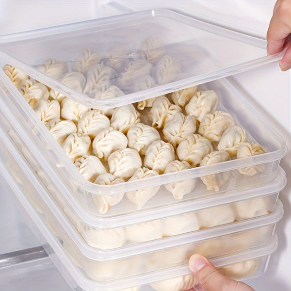 2 Pack Fridge Dumpling Storage Boxes with Lids – Sealed Rectangular Food Containers for Freezer and Refrigerator