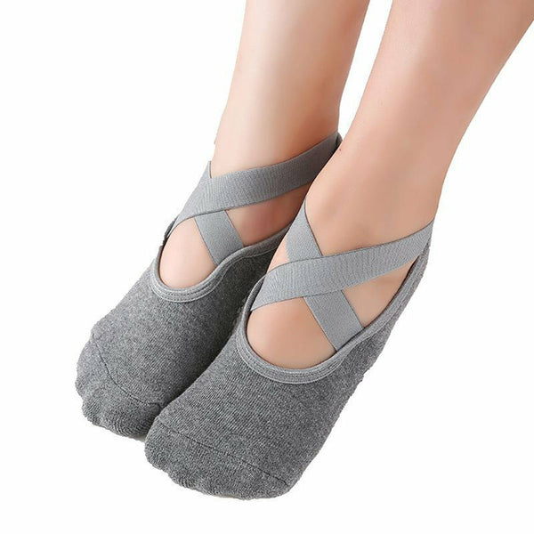 5 Pairs Yoga Socks Non Slip Pilates Massage Ballet Socks Grip Exercise Cotton AU