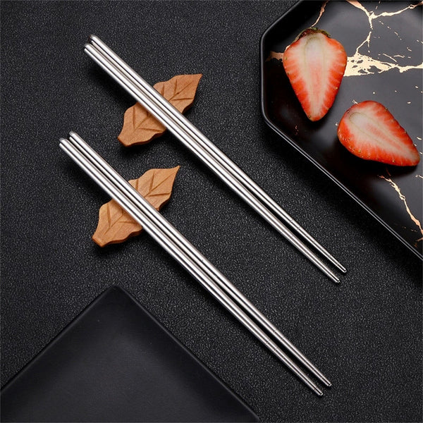 10 Pairs Stainless Steel Chopsticks Asian Japanese Metal Table Cutlery 22.5CM AU