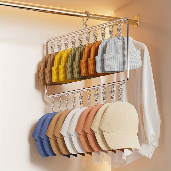 2PCS Stainless Steel Clothes Hanger Drying Rack with 20 Clips