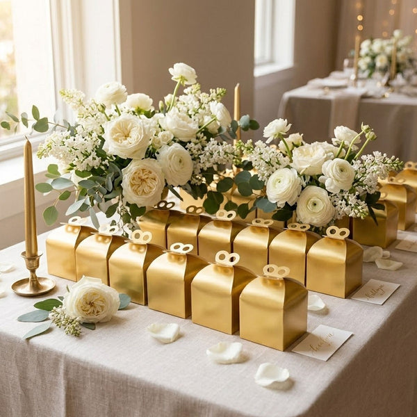 30PCS Candy Gift Boxes Wedding Party Favour Boxes Cardboard Treat Boxes Gold White Silver