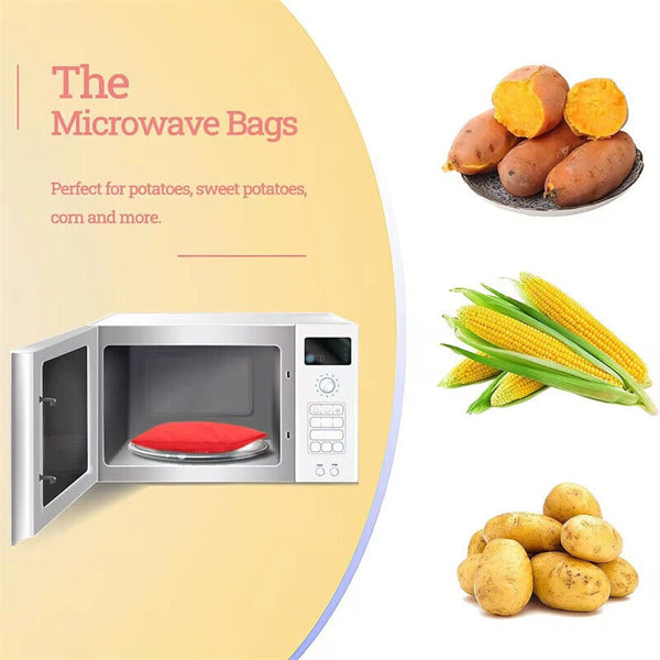 2X Microwave Potato Bag Baked Potato Corn Express Cooking Bag Reusable Washable