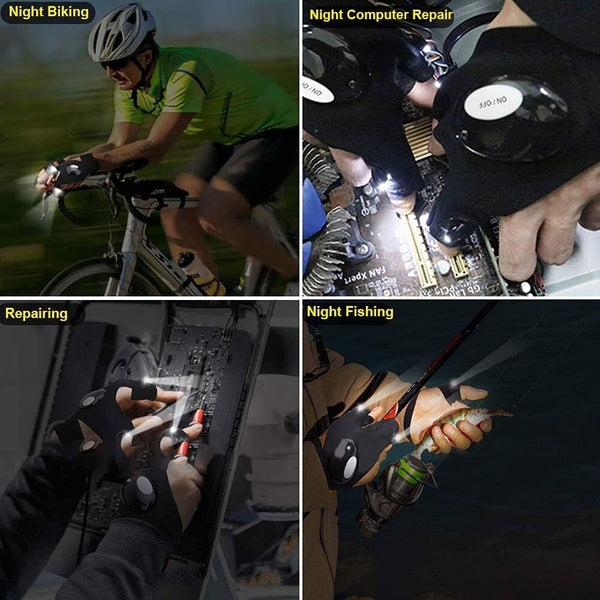 Outdoor Flashlight Waterproof Fishing Glove with LED Rescue Night Light