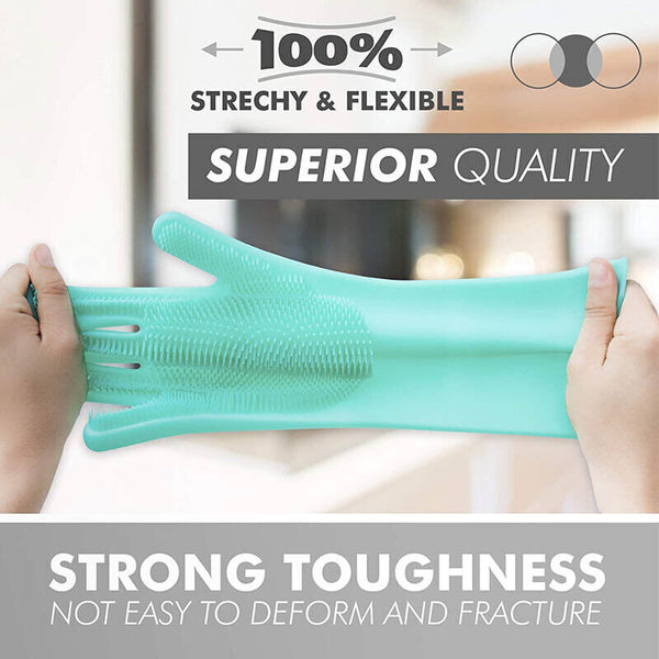 Magic Silicone Rubber Dish Washing Gloves Kitchen Scrubber Cleaning Sponge Tool