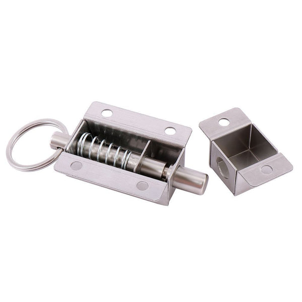 1 PC Door Barrel Bolt Stainless Steel Ring-Pull Spring Loaded Sliding Latch New