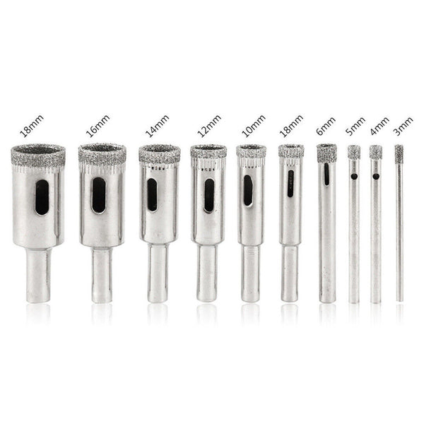 10 Pcs Diamond Glass Drill Set Drill Bit Cutter Drill Holes Saw Core Drill Tool
