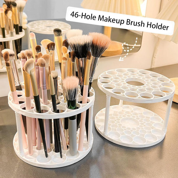 6pcs 360° Rotating Brush Holder Organizer | 46-Hole Makeup & Paint Brush Storage