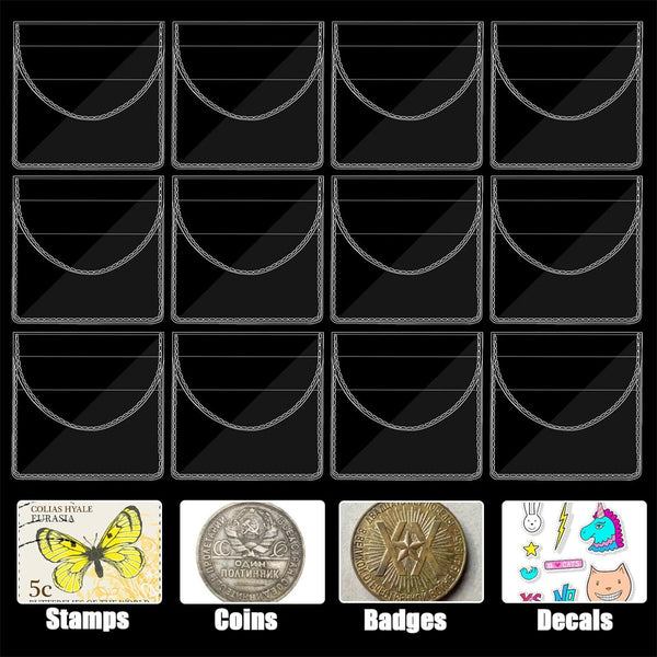 20pcs Single Pocket Coin Sleeves Holders Clear Coin Protector Sleeves Badge Bag
