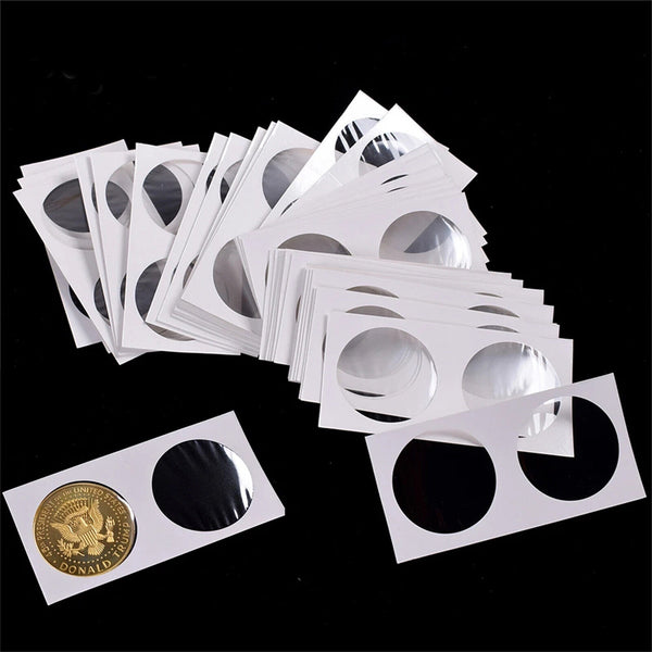 100X Staple Coin Holder Display Clear Window Storage Protect Penny Cent 33/35MM