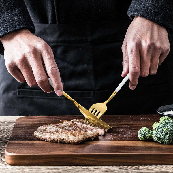 8pcs Cutlery Set Stainless Steel Spoon Fork Knife Chopsticks Kit Travel Gift