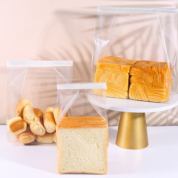 50pcs Resealable Clear Bread Toast Bags Airtight Food Storage Pouches Bakery