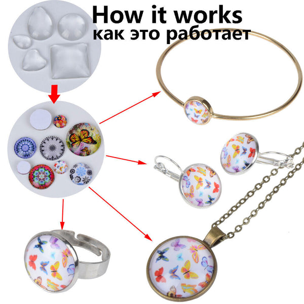 30-300X Cabochons Clear Glass Dome Flat Back Round Transparent 12x4mm Jewellery