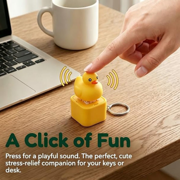 2X Rechargeable Duck Frog Keychain Button with Sound Keyboard Clicker Fidget Toy
