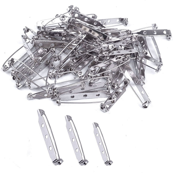 100X 20/32mm Brooch Backs Safety Bar Pins Craft Catch Badge Fasteners Jewellery