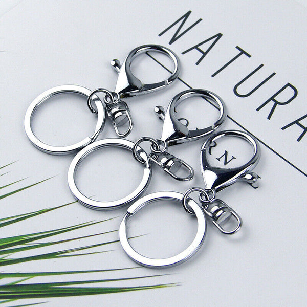 30x Swivel Keyring Lobster Clasps Keychain Key Ring Clasp Lanyard Trigger Silver