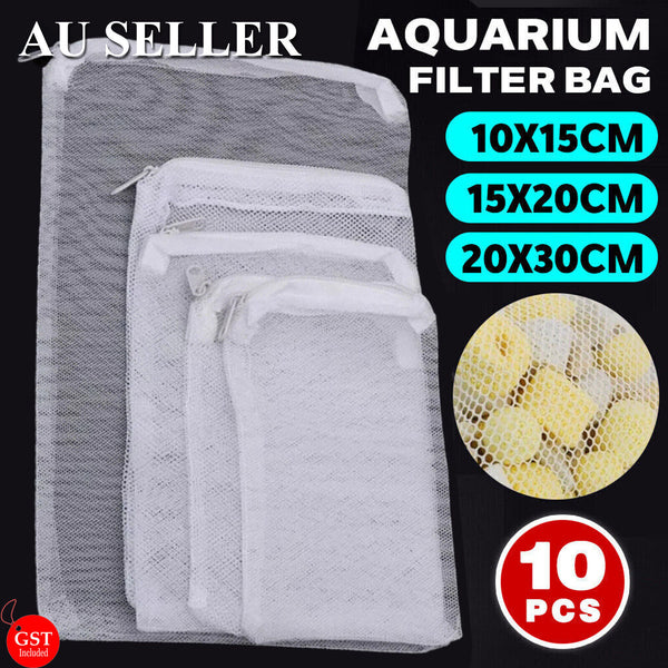 10Pcs Aquarium Filter Bags Fish Tank Bio Ball Media Mesh Storage Bag with Zipper