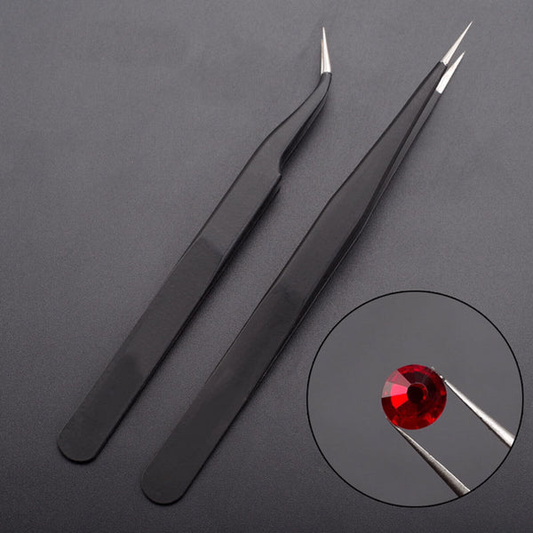 6PCS Eyelash Tweezers Eye Lash Clip Remover Tool False Extension Curved Pointed