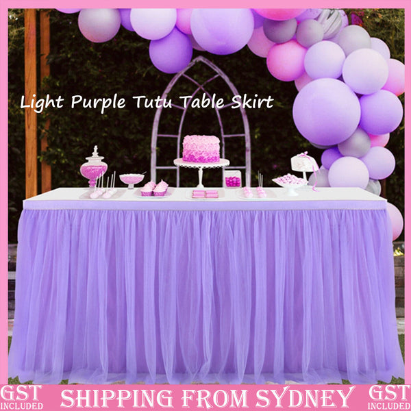 Light Purple Tulle TUTU Table Skirt Cover Birthday Wedding Party Baby Shower Dec