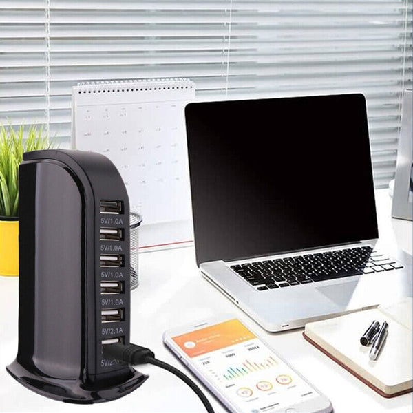 6Ports Charging Station USB Desktop Charger Rapid Tower Power Adapter Wall HUB