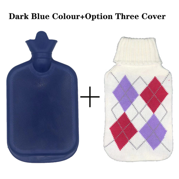 2L Hot Water Bottle Winter Warm Natural Rubber Bag Relaxing Warmer and COVER