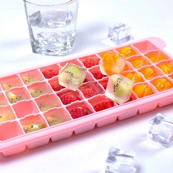 2pcs 36 Grids Silicone Ice Cube Tray With Lid Mold Maker Tool Mould Container