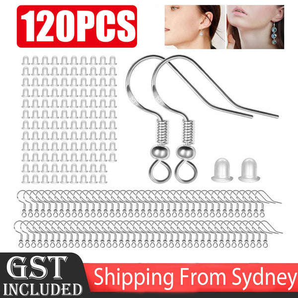 120pcs Earring Findings Clasps Hooks Fittings Ear Wire Jewelry Making Accessorie